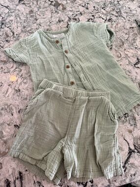 Primark Sage Green Cotton Muslin Kids Matching Set